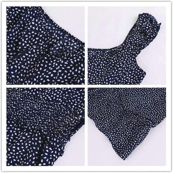 π Blue Floral Smocked Ruffle Mini Dress | S - Picture 4 of 4